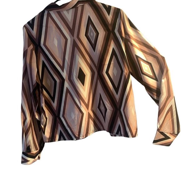 Pre Owned Women’s SHEIN Long Sleeve Blouse Top Geometric Sz Sm Fashion Comfort - Picture 3 of 8